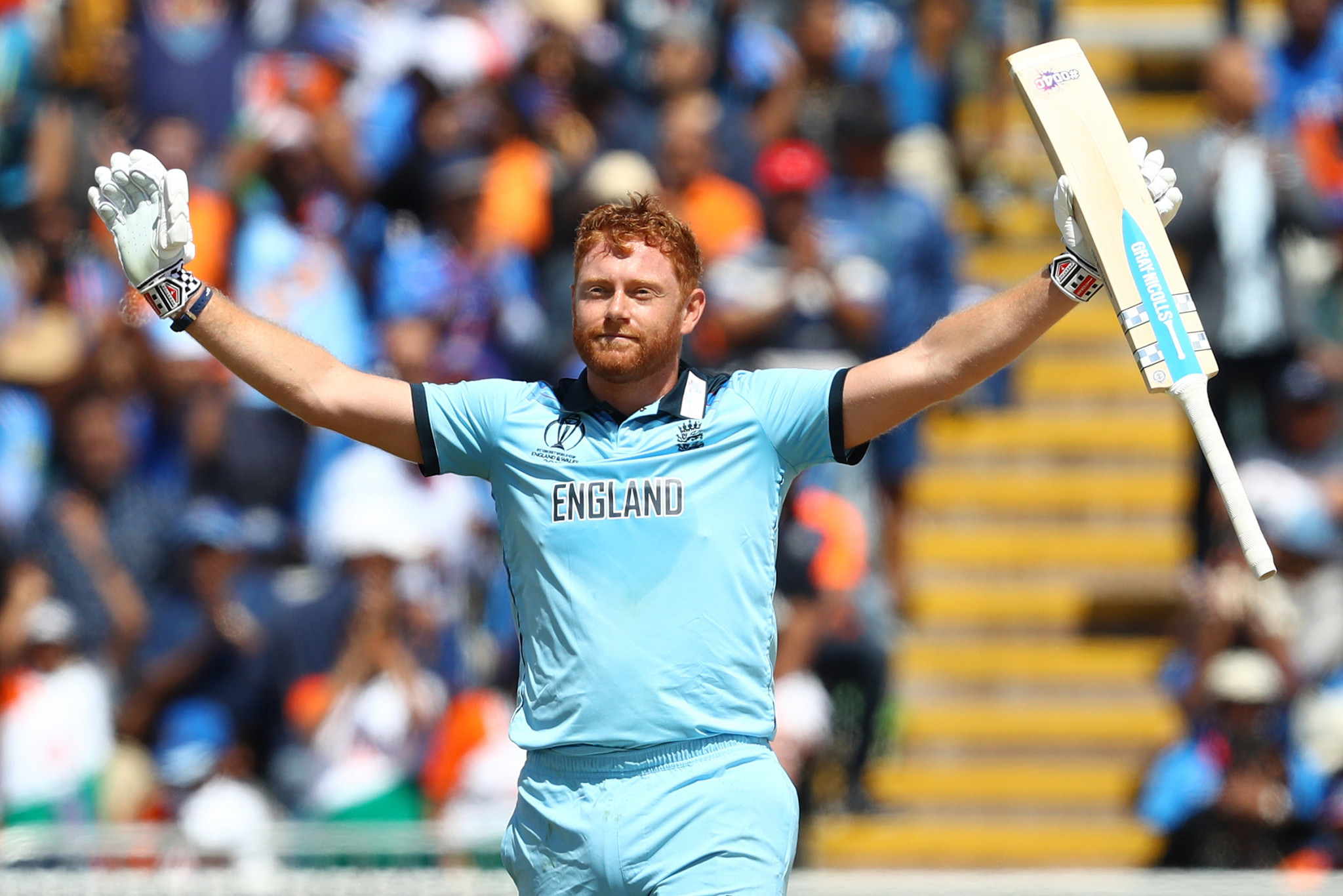 Jonny Bairstow scored 111 as England beat India at the ICC Men's World Cup in Birmingham to boost their semi-final chances ©Getty Images