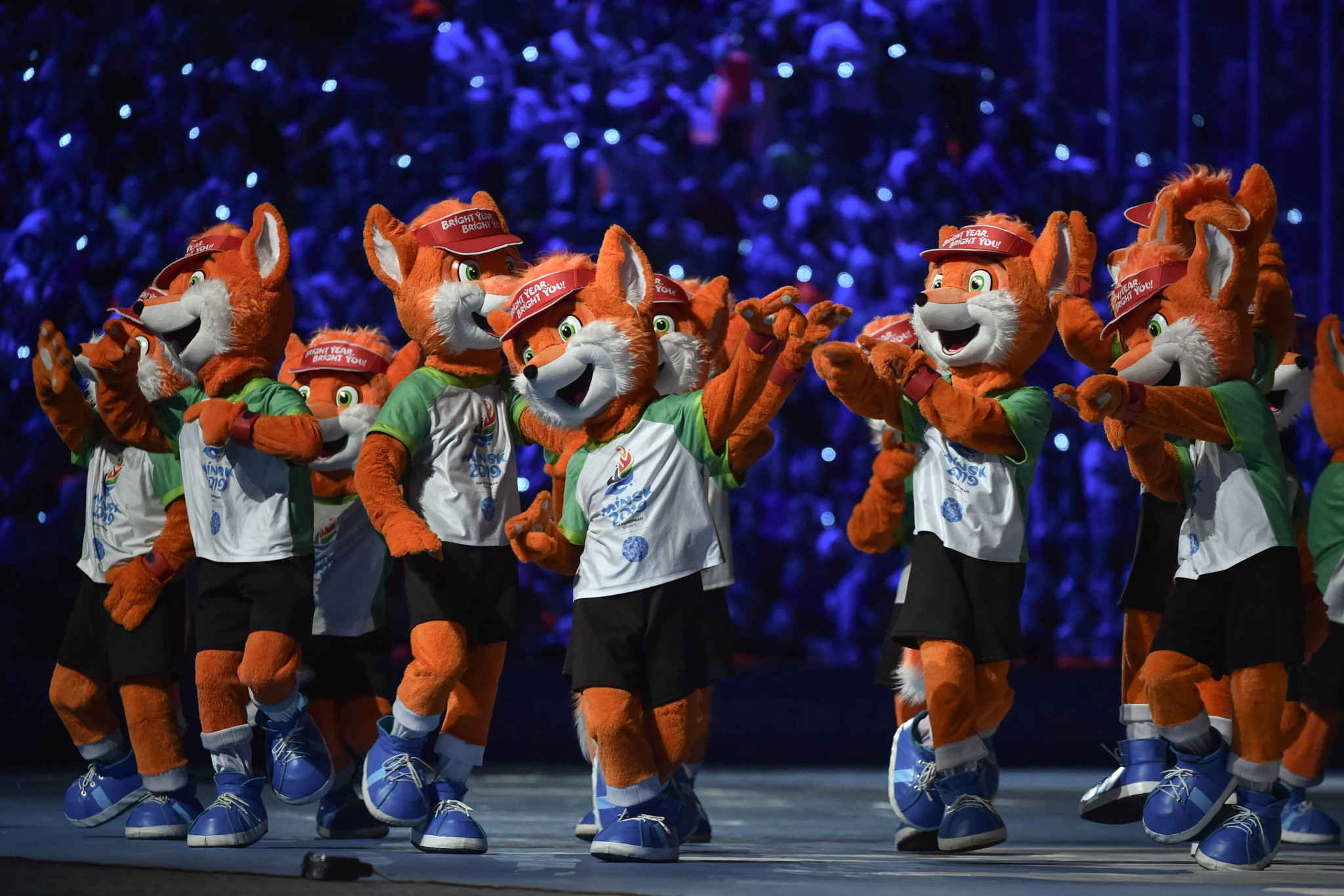 Spectators said goodbye to the Minsk 2019 mascot, Lesik the Fox ©Getty Images