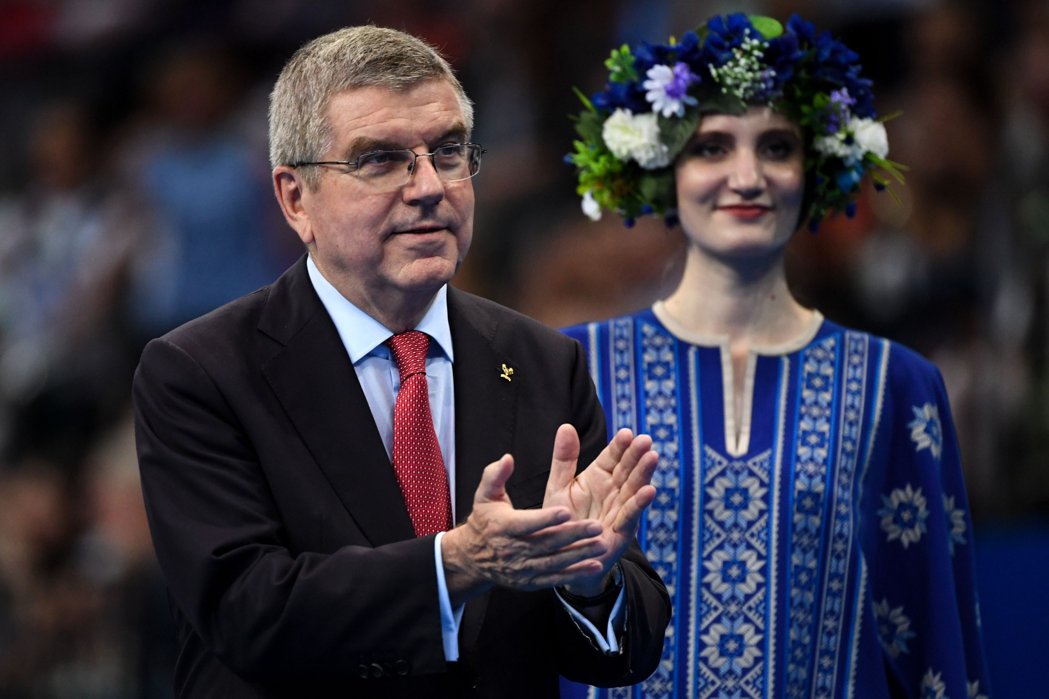 Bach had been at Minsk Arena earlier in the day, awarding medals in artistic gymnastics ©Getty Images