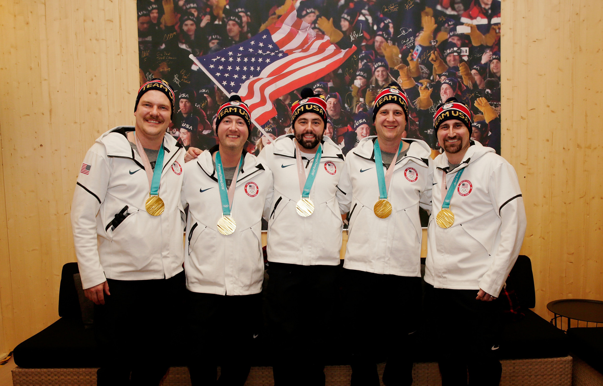 America's men's curling team of Matt Hamilton, John Shuster, John Landsteiner, Tyler George and Joe Polo won the Olympic gold medal at Pyeongchang 2018, sparking a huge upsurge of interest in the sport ©Getty Images