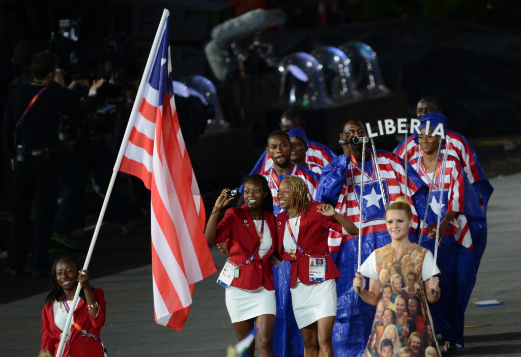 Liberian athletes pictured at the Opening Ceremony of the London 2012 Games ©AFP/Getty Images
