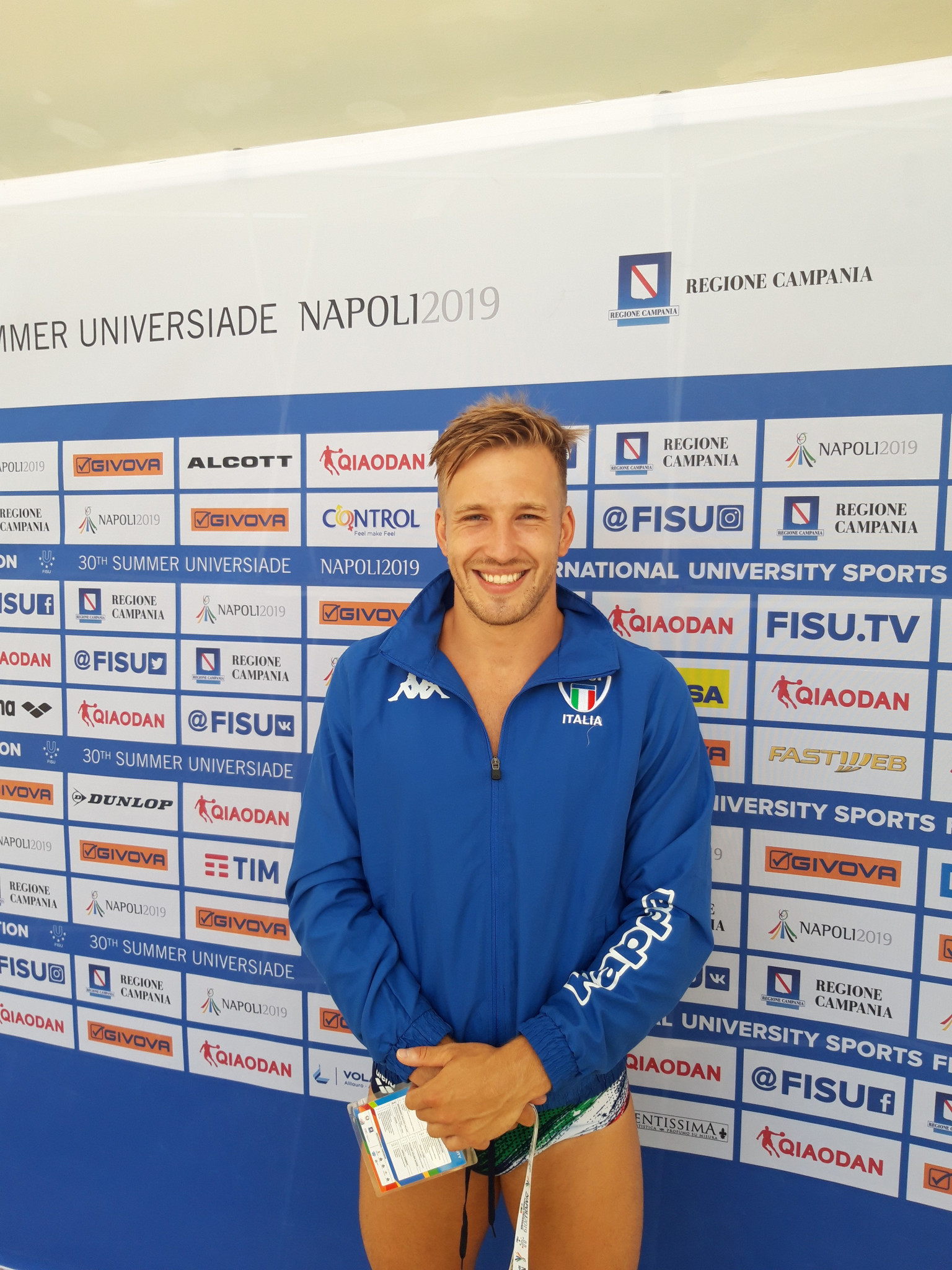 Gabriele Auber of Italy took bronze in the men's one metre springboard final at Naples 2019 ©ITG
