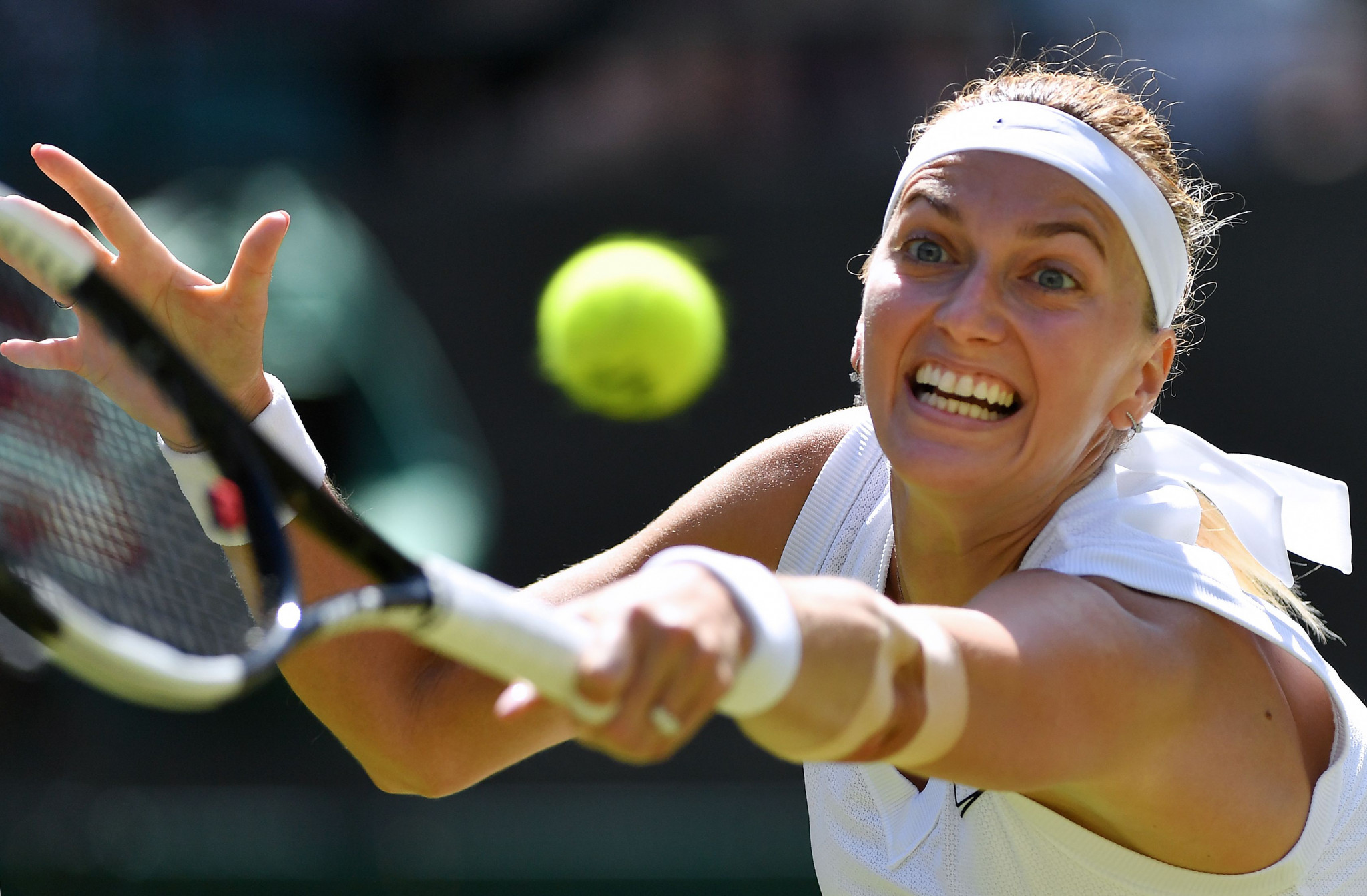 Two-time Wimbledon champion Petra Kvitova recovered from a scare in the first set to beat Kristina Mladenovic ©Getty Images
