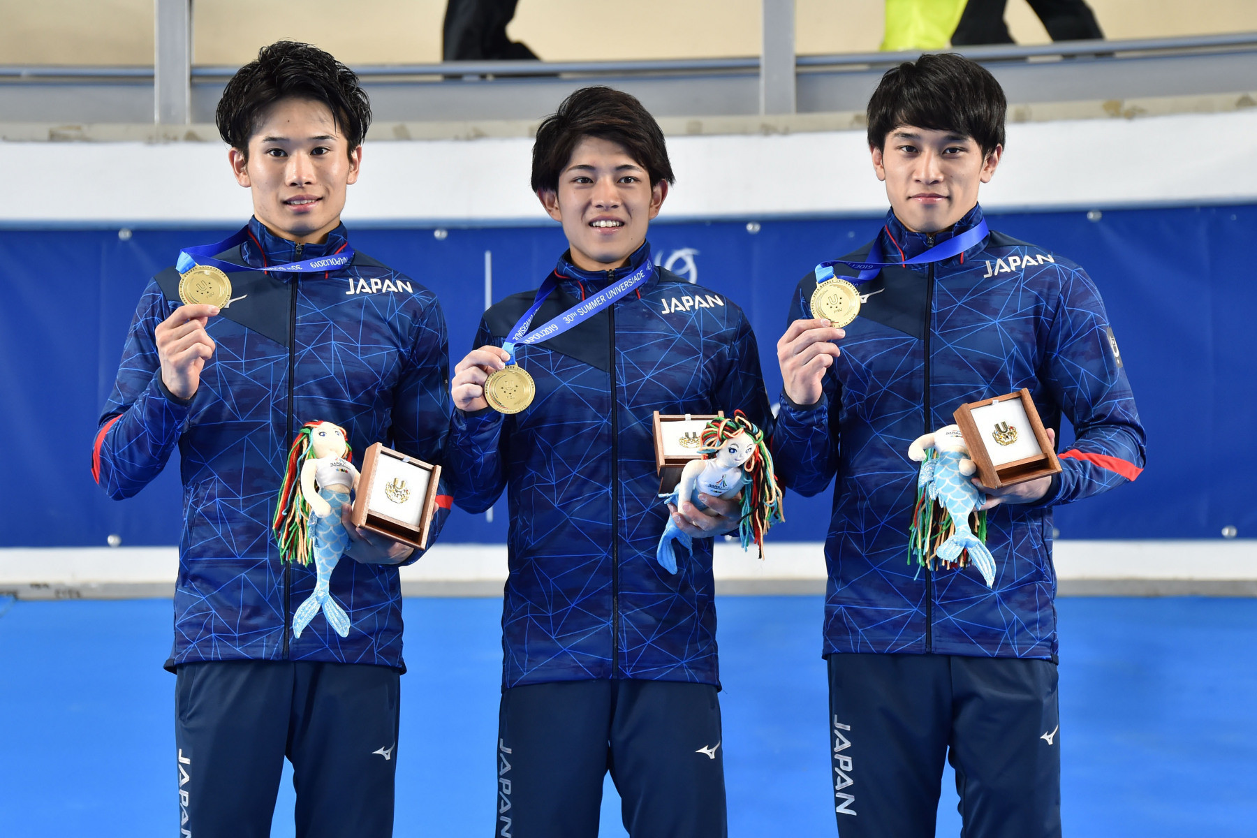 The Japanese trio of Kazuma Kaya and brothers Kakeru and Wataru Tanigawa were the triumphant team ©Naples 2019
