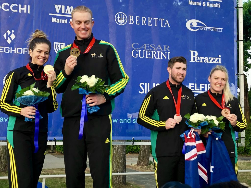 Australia finished with gold and bronze from the mixed team trap event ©Shooting Australia