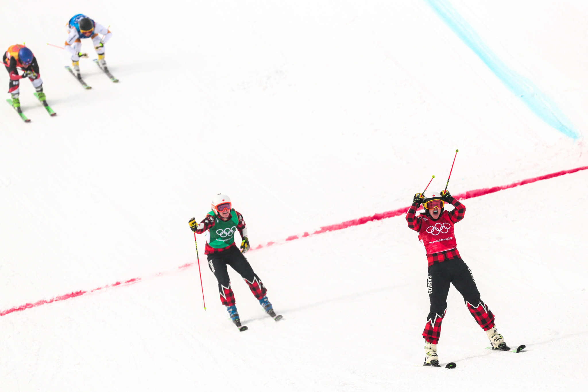 Canada's Kelsey Serwa celebrates winning  Olympic gold in ski cross at Pyengchang 2018 ©Getty Images