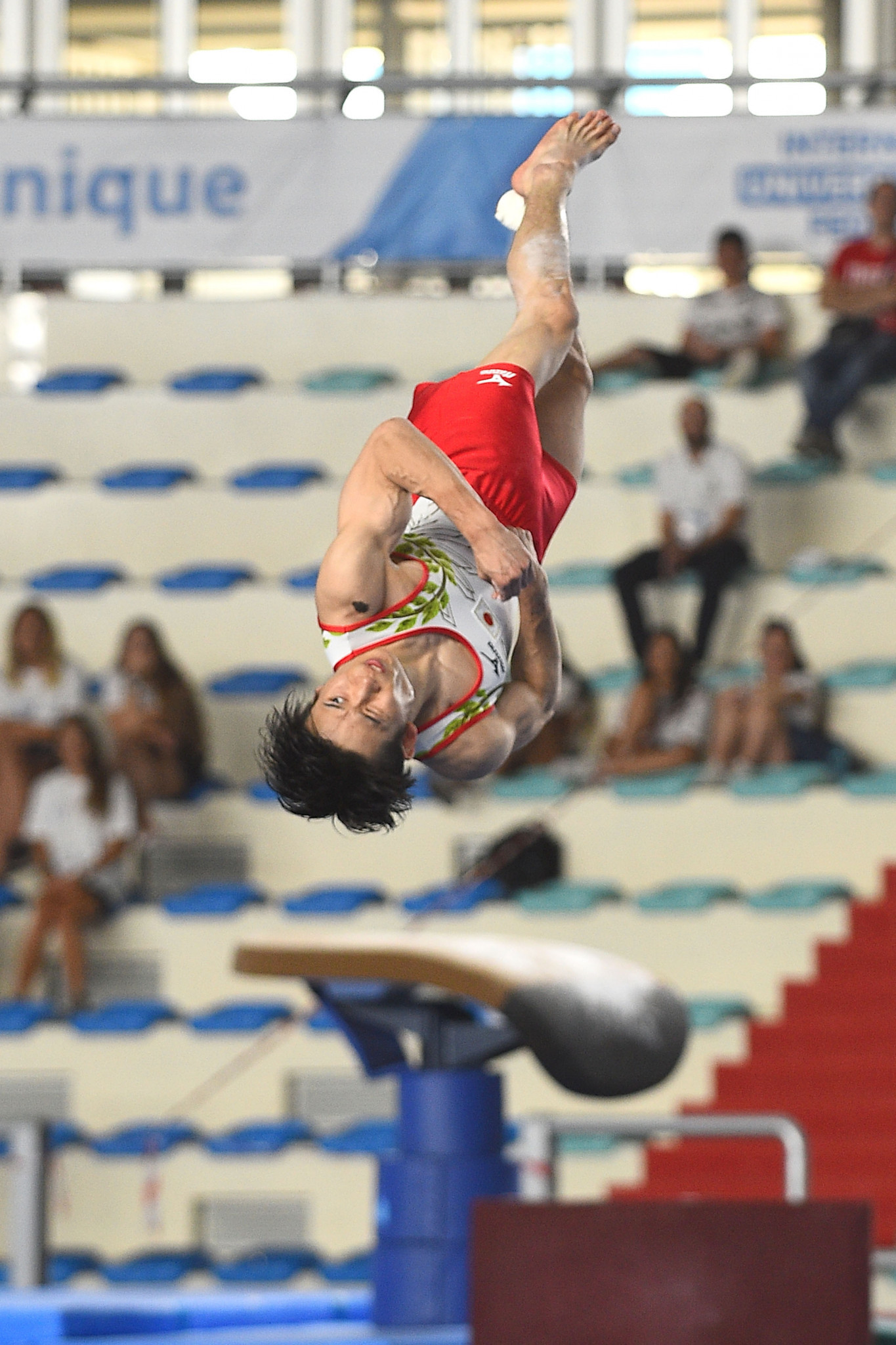 Kazuma Kaya of Japan impressed the judges as he tumbled his way to the men's all-around artistic gymnastics title ©Naples 2019
