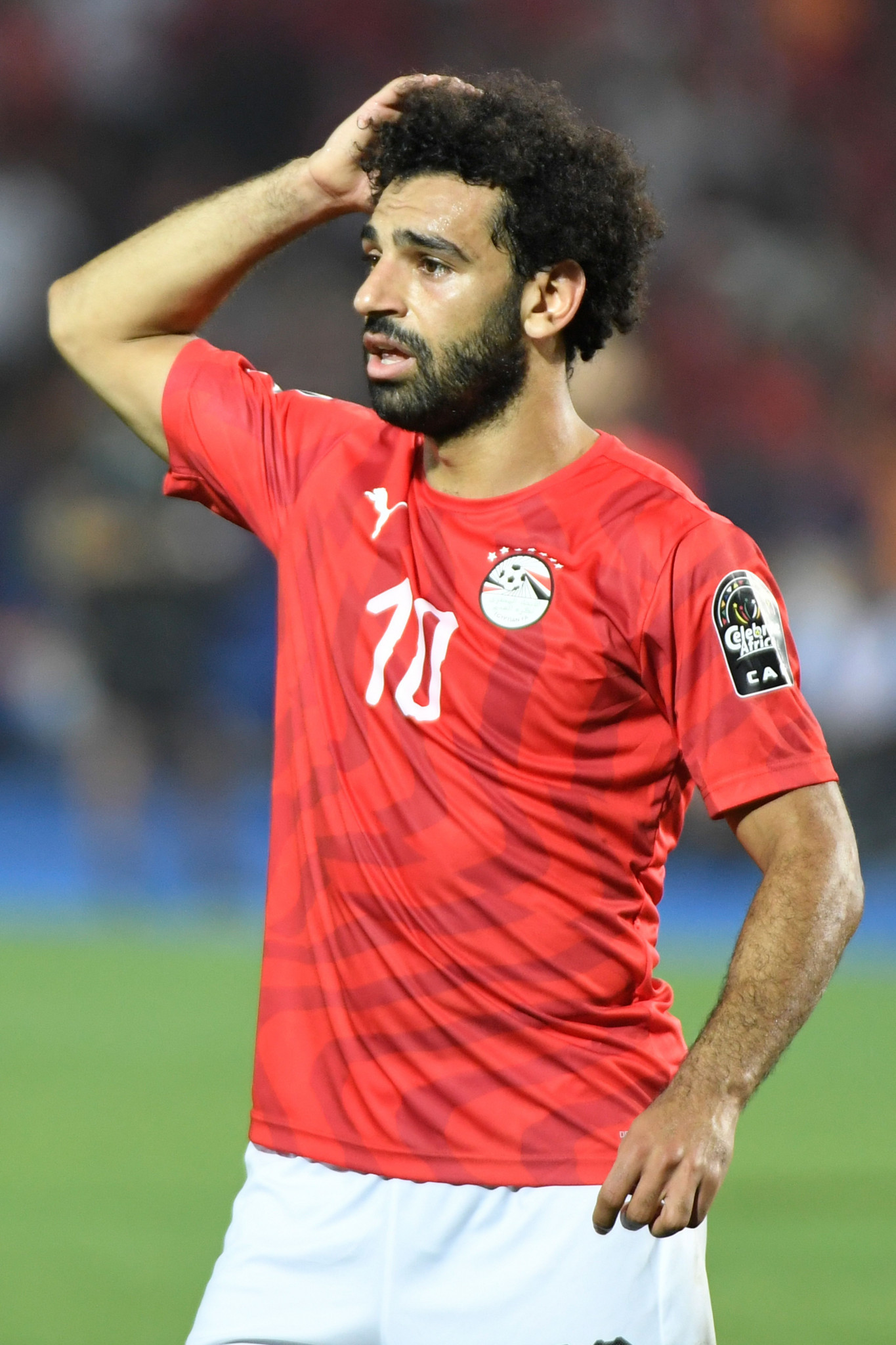 Egypt's Mohamed Salah takes in a shattering defeat after the hosts of the Africa Cup of Nations are beaten 1-0 by South Africa ©Getty Images