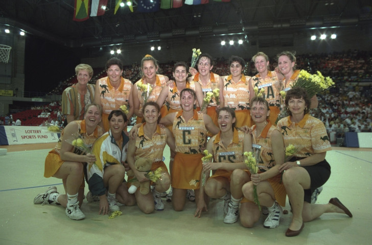 Australia celebrate another victory at the last Netball World Cup to have been held in England – the 1995 edition held in Birmingham's National Indoor Arena, at which Liz Nicholl was tournament director ©Getty Images
