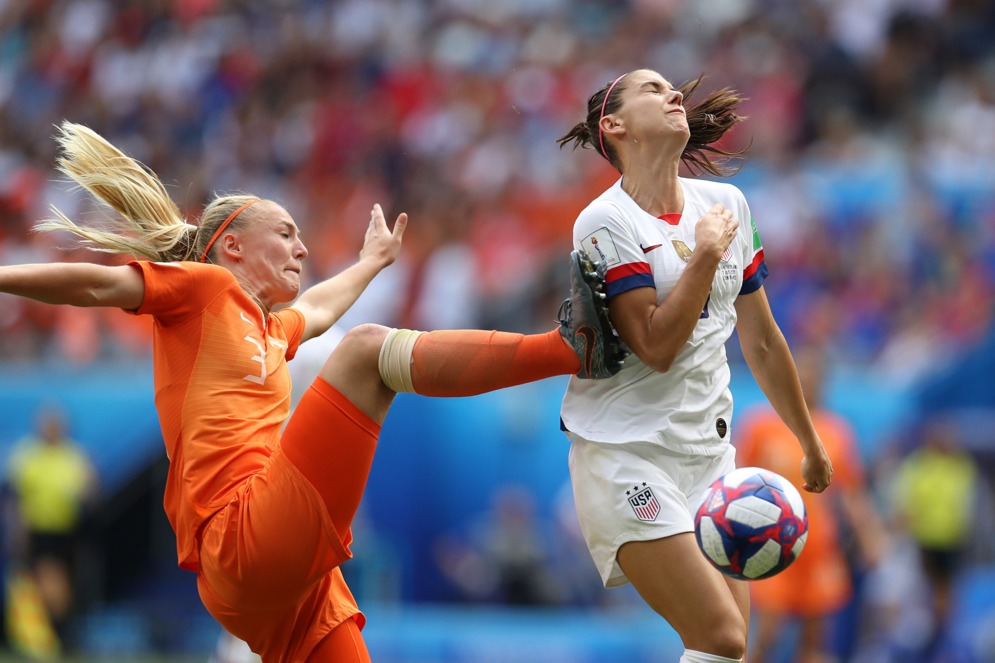 The US were awarded a penalty following the intervention of VAR after Stefanie van der Gragt fouled Alex Morgan ©Getty Images