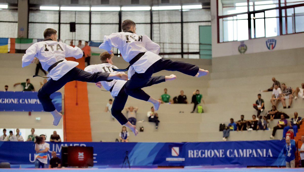 The team poomsae taekwondo events took place at Palazzetto dello Sport in Casoria ©Naples 2019