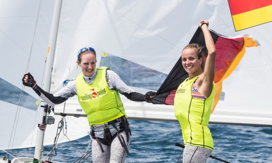 Luise and Helena Wanser struck gold in the women's event at the Junior 470 World Championships in Slovenia ©Uros Kekus Kleva
