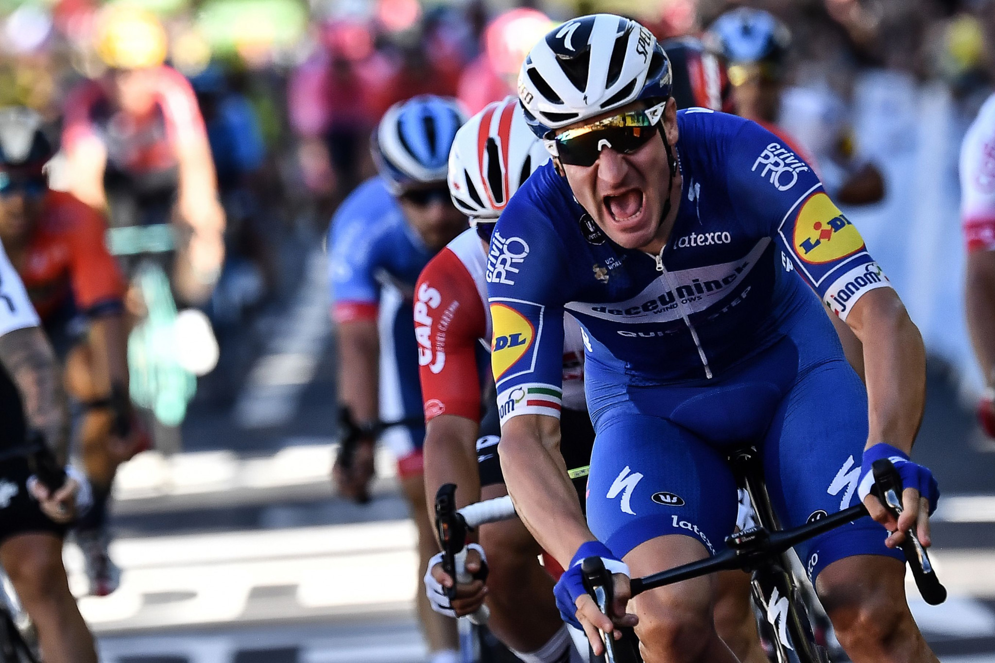 Italy’s Elia Viviani claimed his maiden Tour de France stage victory today ©Getty Images