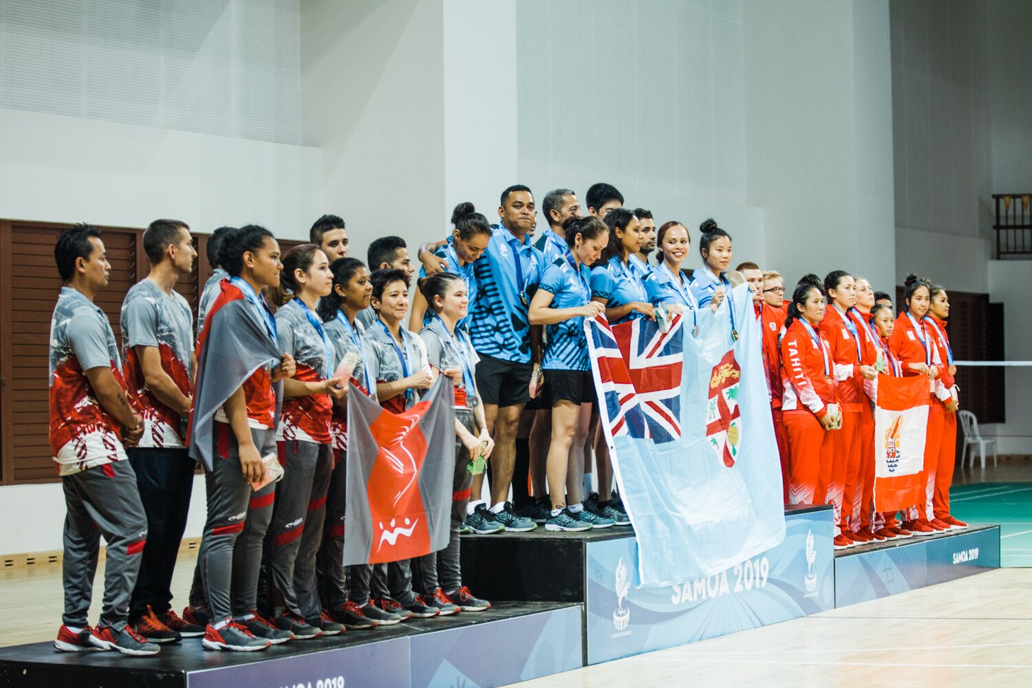 Fiji clinched a dramatic mixed team badminton title after the top three finished with the same record ©Samoa 2019/Trina Edwards
