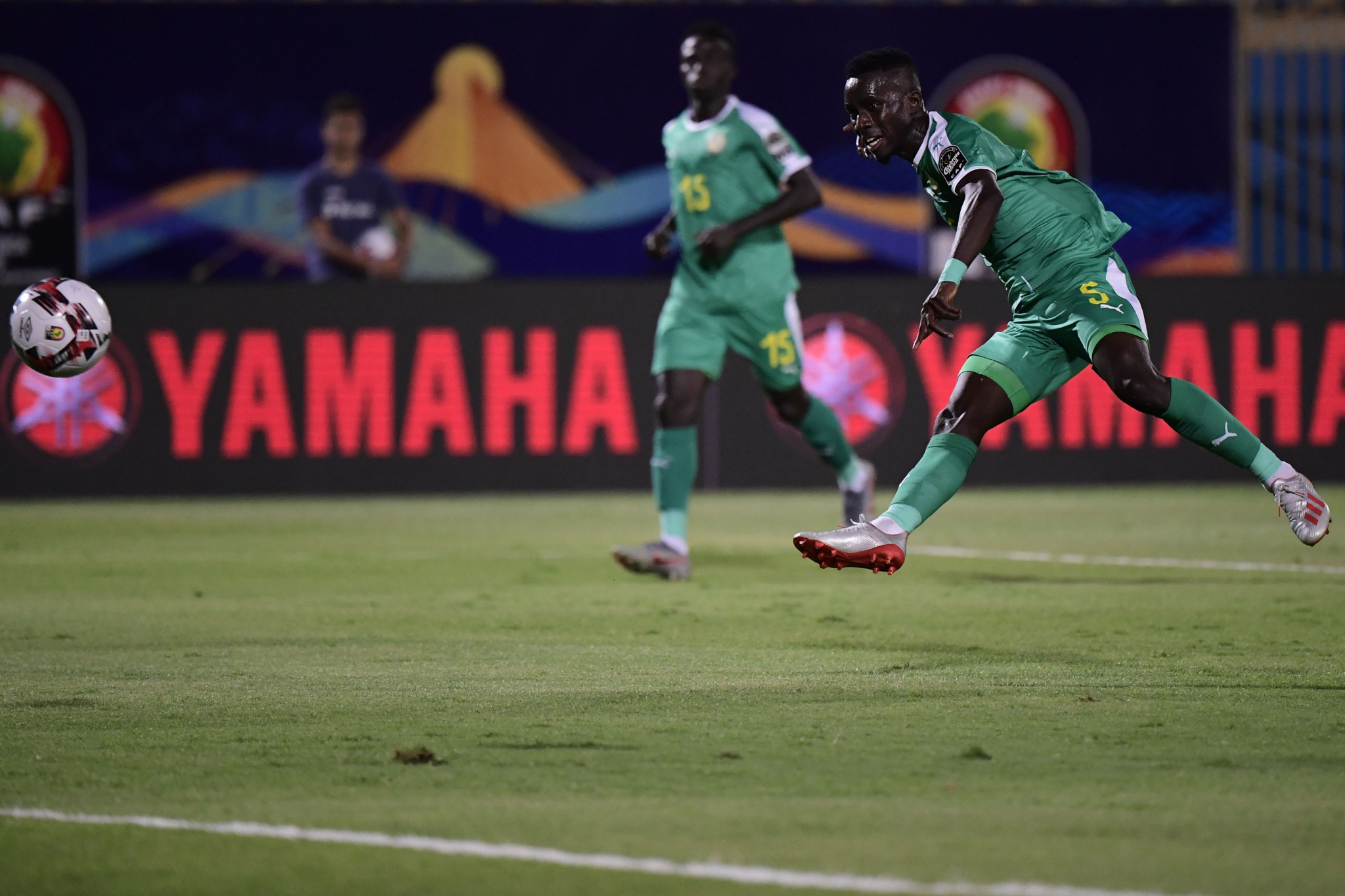 Idrissa Gueye scores the winning goal which put Senegal through to the semi-finals of the African Cup of Nations with a 1-0 victory against Benin in Cairo ©Getty Images