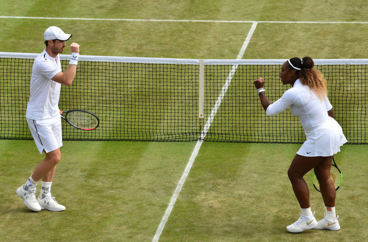 Salut - Andy Murray and Serena Williams encourage each other during their round-of-16 mixed doubles match at Wimbledon yesterday ©Getty Images

