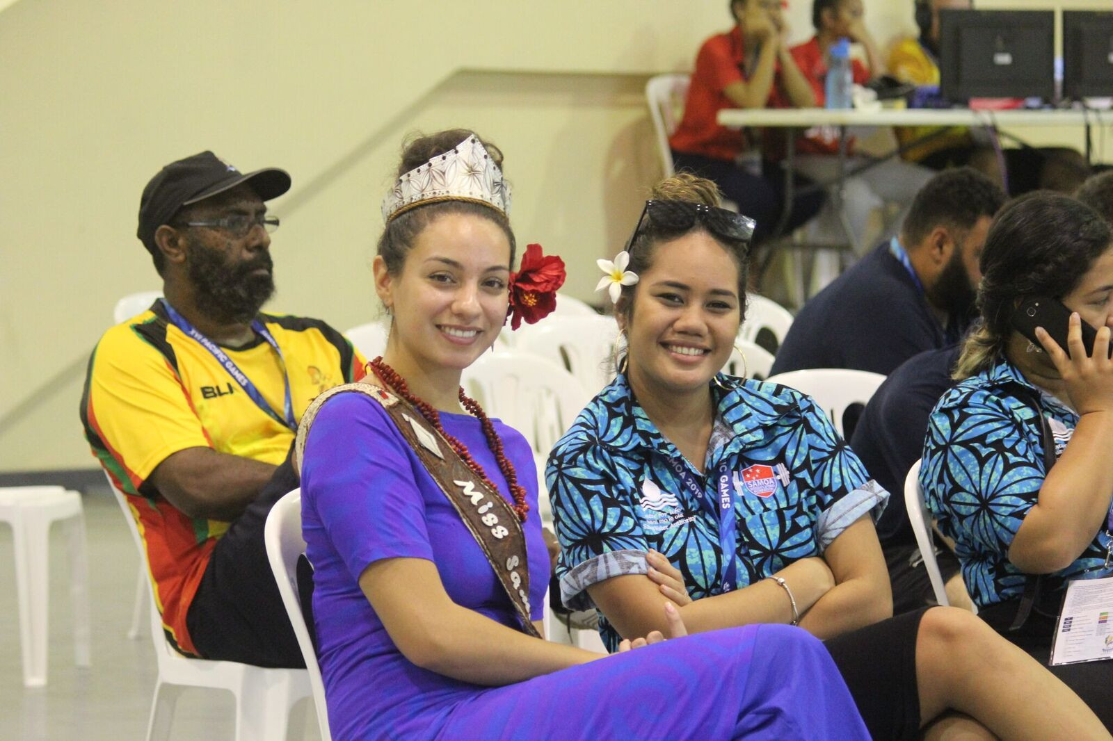 The current Miss Samoa, Sonia Piva, was among the interested spectators at Gym 1 ©Games News Service