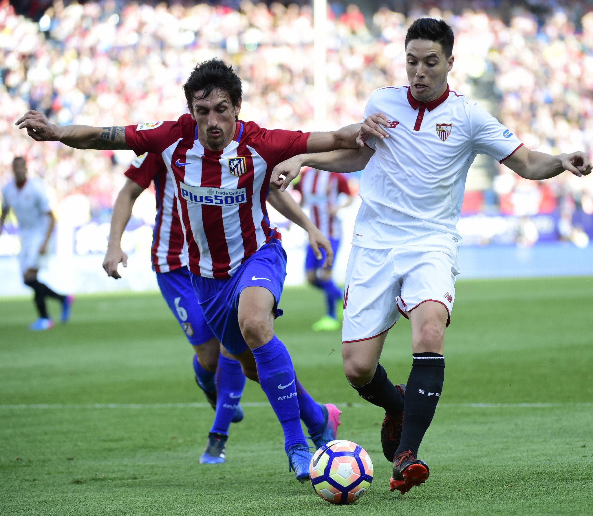 Samir Nasri, right, received a drugs ban after  using drip treatment when playing for Sevilla in Spain ©Getty Images