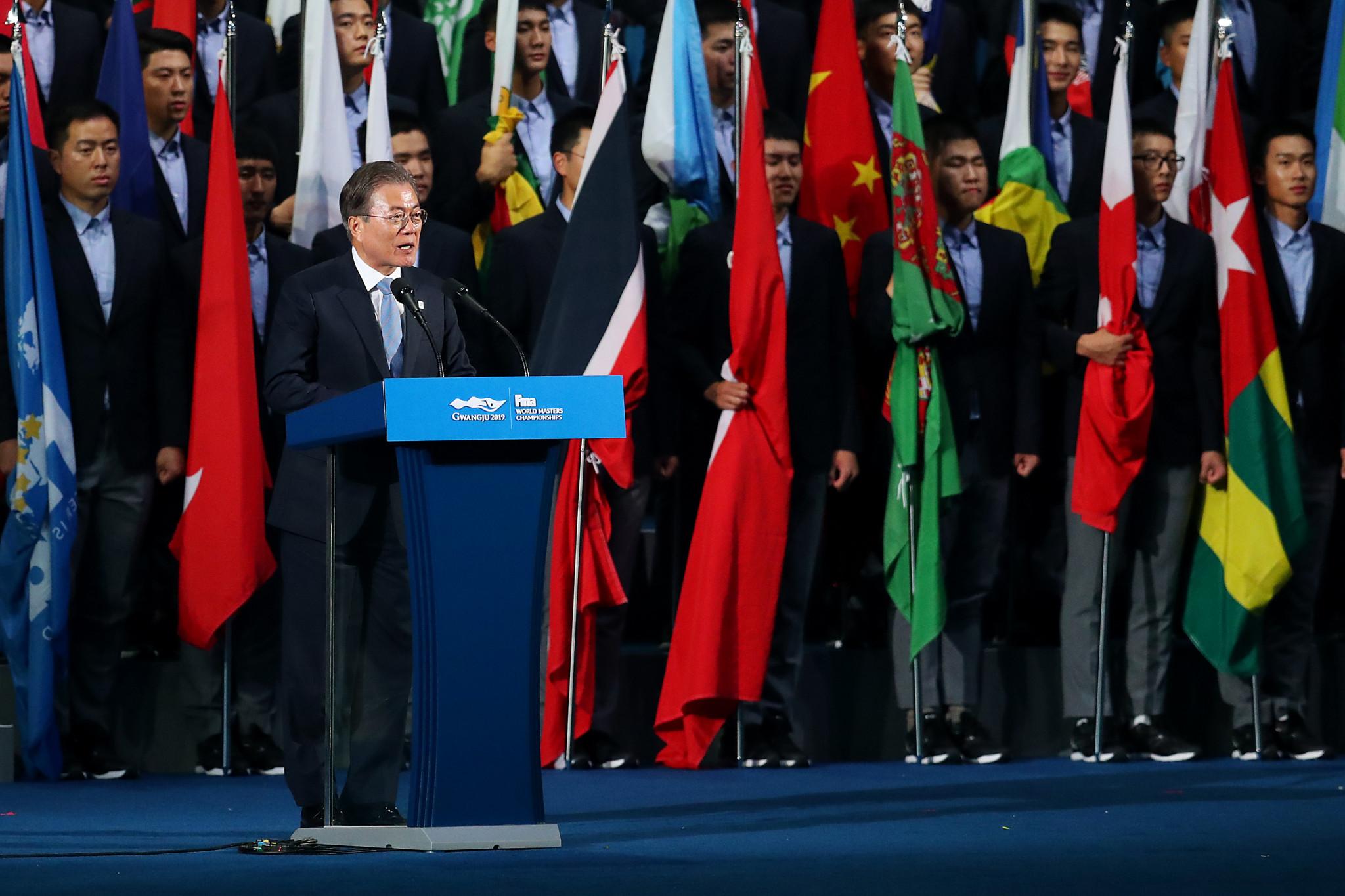 South Korean President Moon Jae-in officially opened the 2019 World Aquatics Championships ©Getty Images