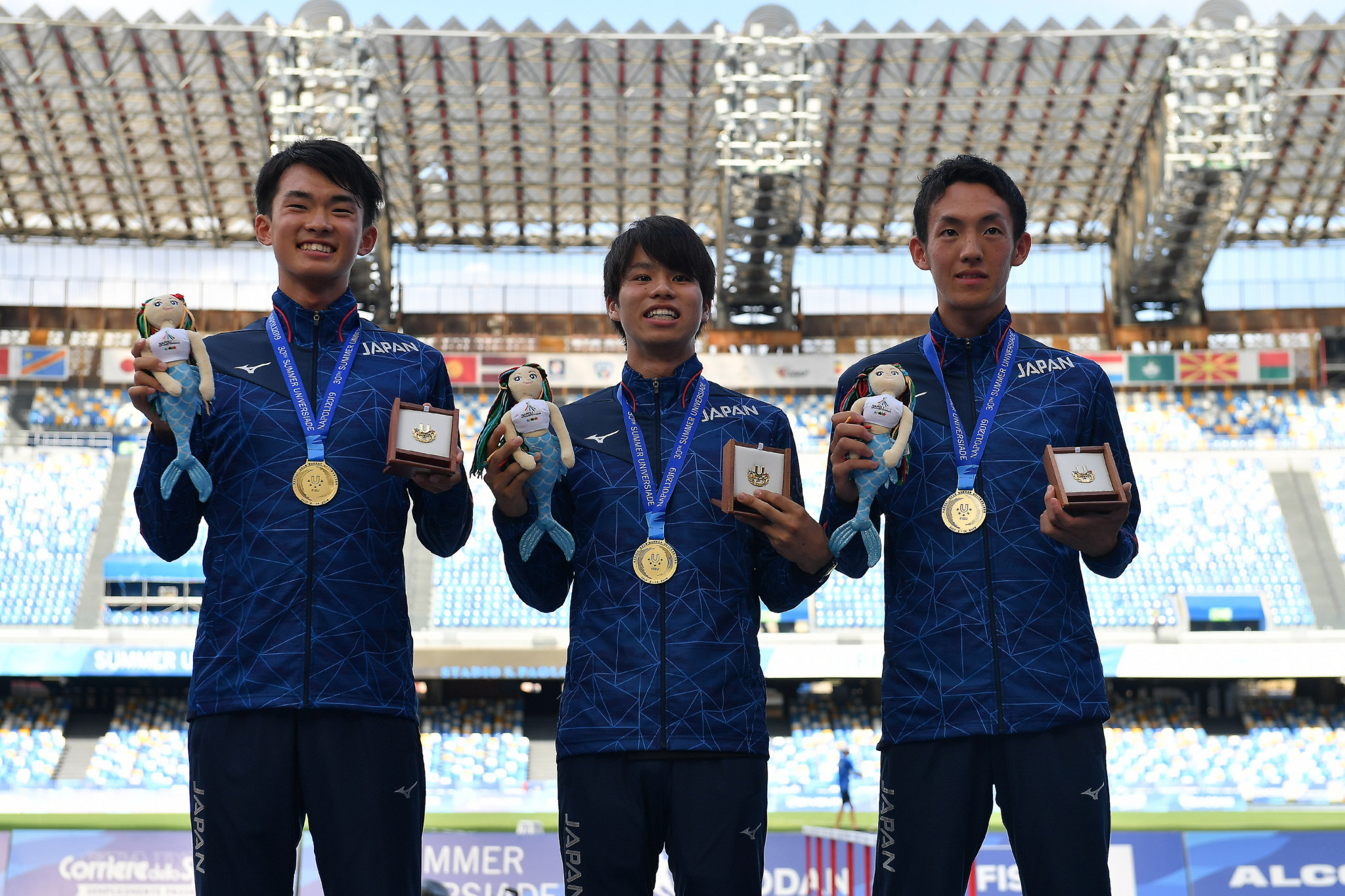 Japan secured a one-two-three finish in the men's 20km walk en route to the men's team Universiade title ©Naples 2019