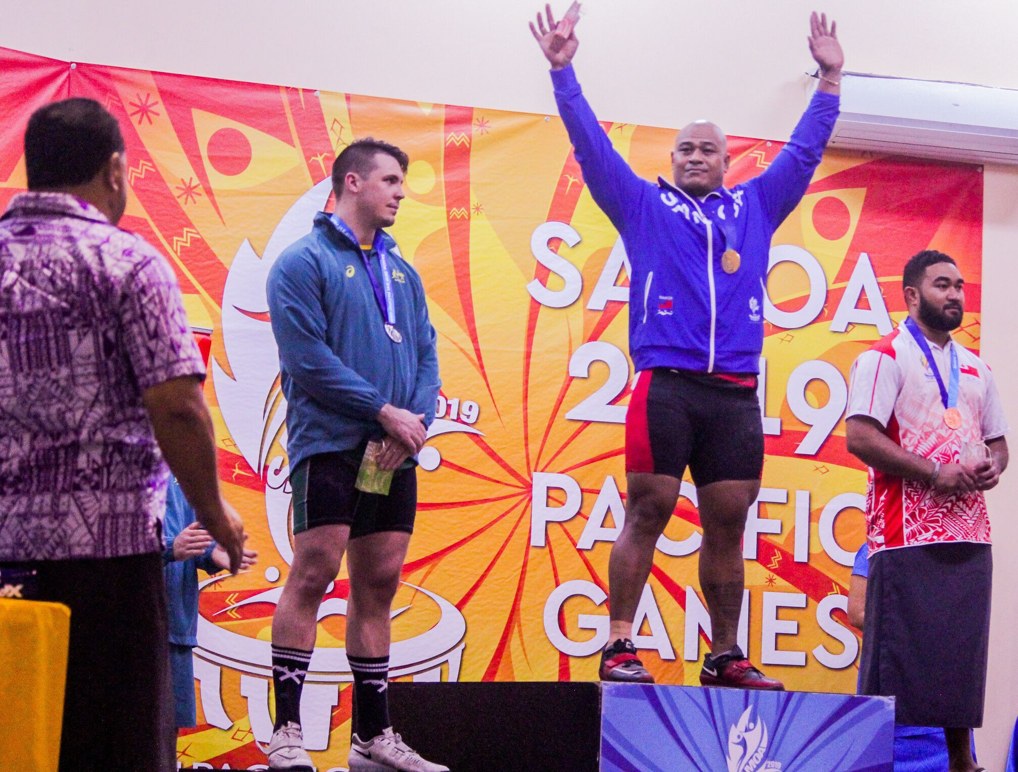 Samoa's Sanele Mao swept to all three golds in the men's 109kg category ©Samoa 2019