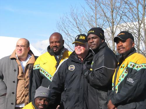 Sepp Haidacher, centre, known as the "Godfather" of Jamaican bobsleigh after coaching the squad on its Olympic debut at Calgary 1988, has died at the age of 78 ©Twitter