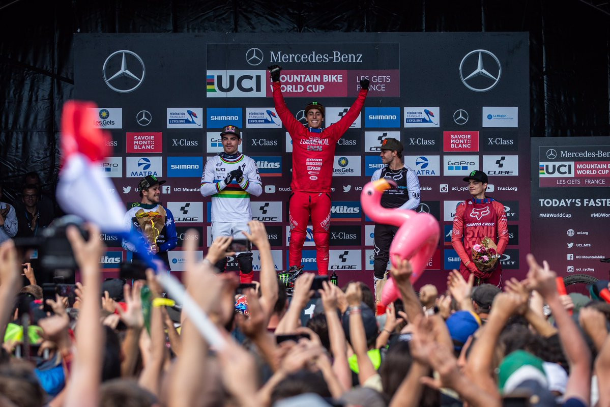 Pierron claims home downhill win at UCI Mountain Bike World Cup