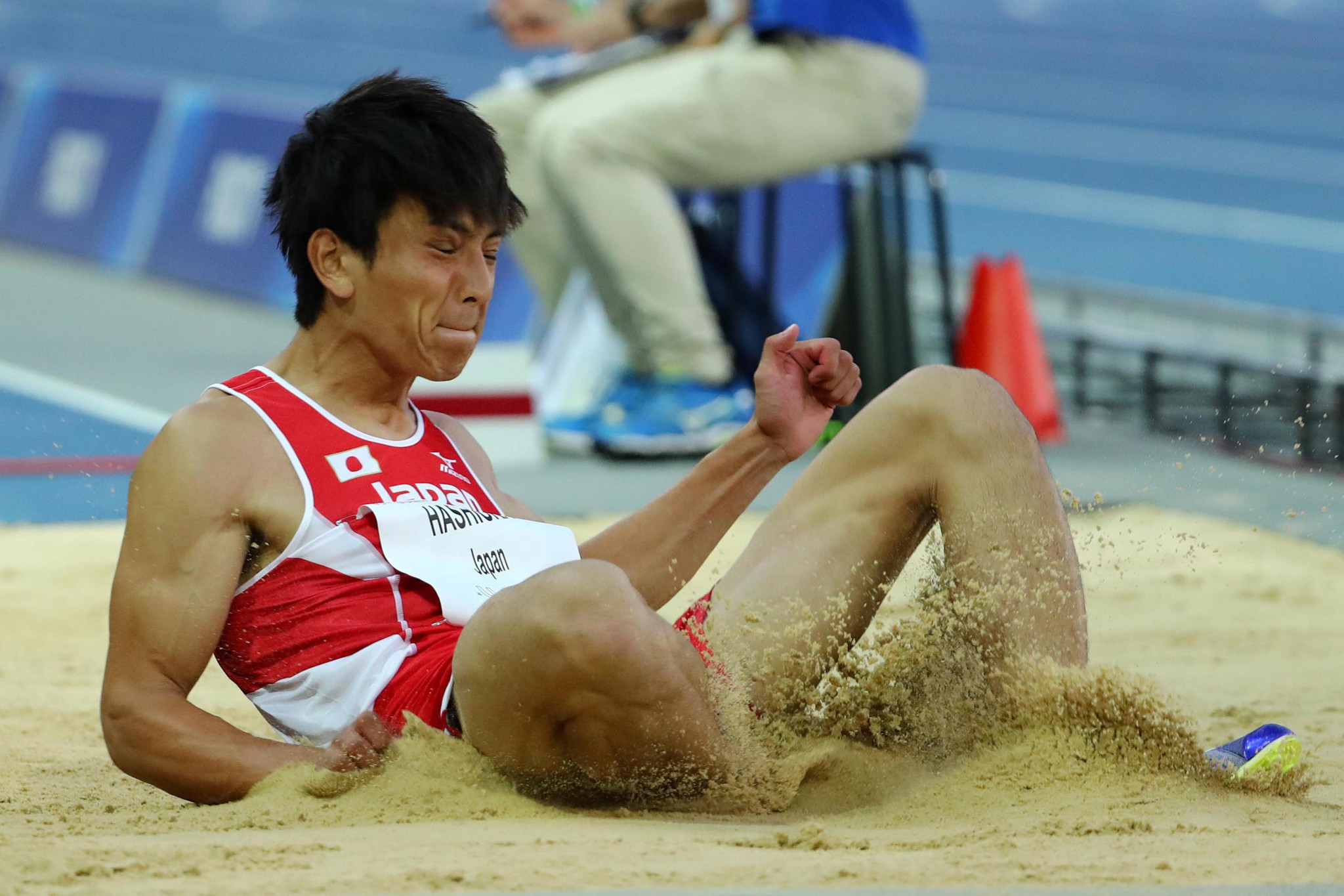 Yuki Hashioka jumped beyond eight metres to win long jump gold for Japan ©Naples 2019 