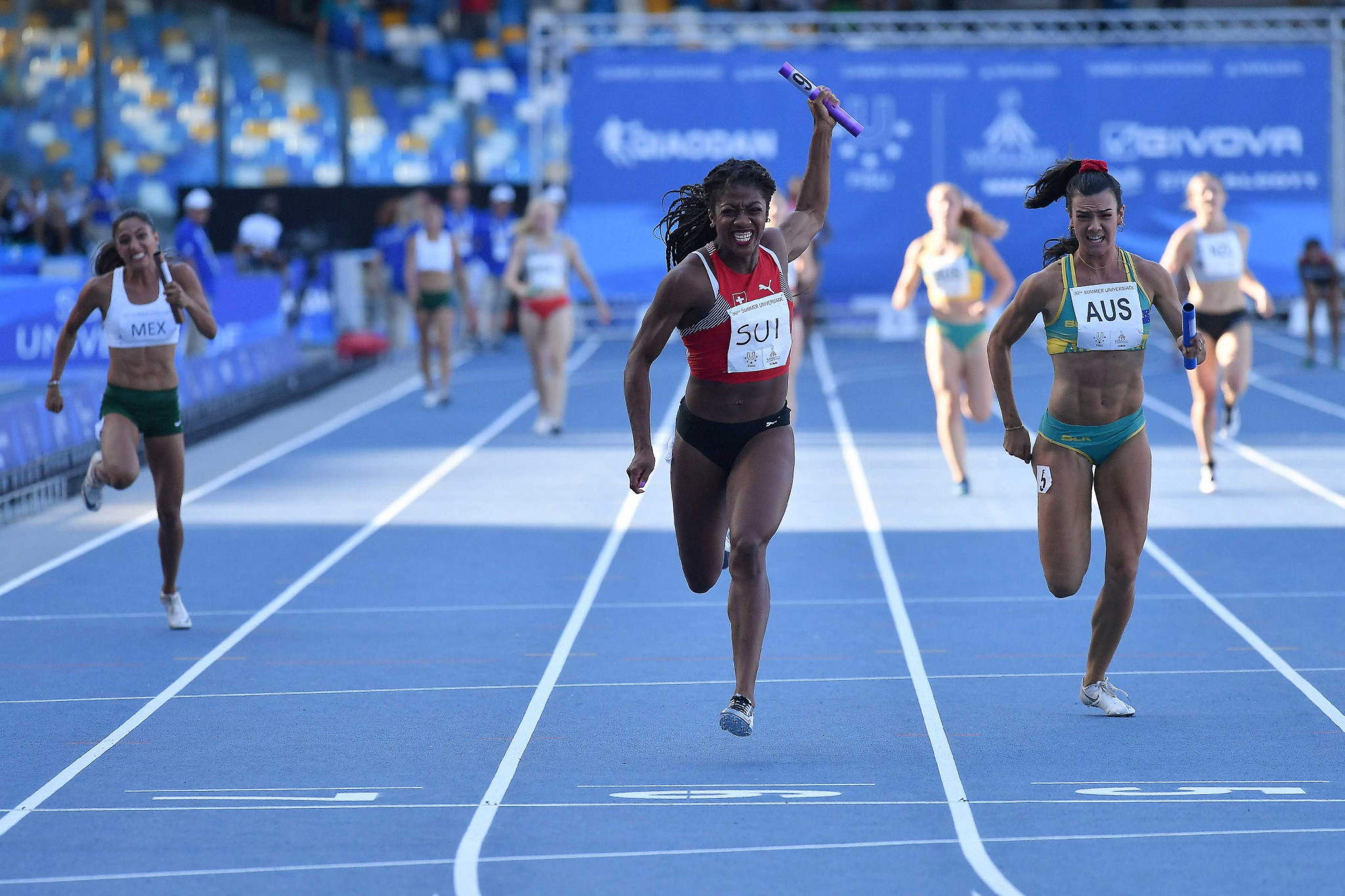 Switzerland won the women's 4x100m relay at San Paolo Stadium ©Naples 2019