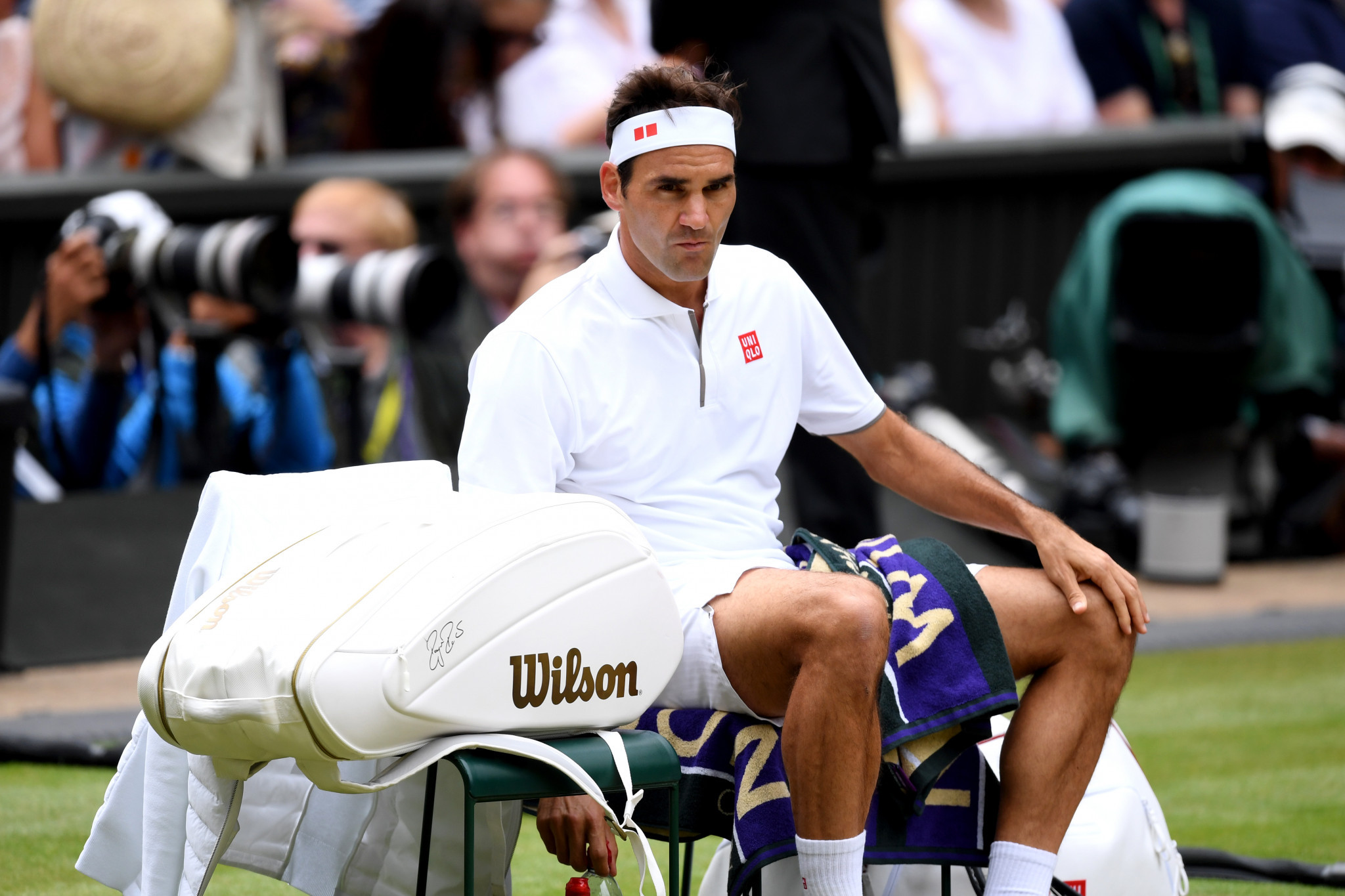Federer takes a break in between games ©Getty Images