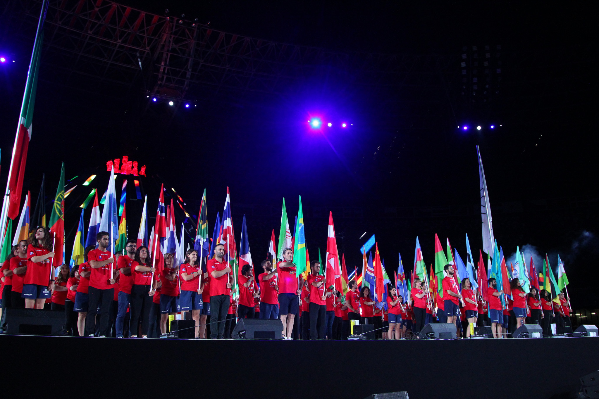The Ceremony began with a flag parade, with each nation that competed at the Universiade represented ©Naples 2019