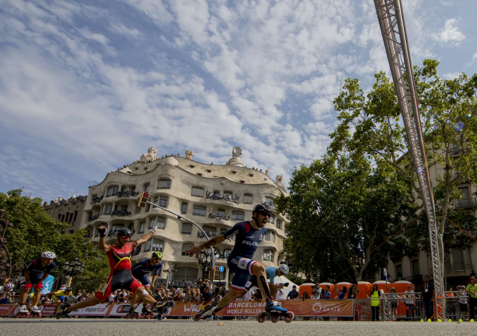 France's Nolan Beddiaf won the men's marathon race in Barcelona ©World Skate