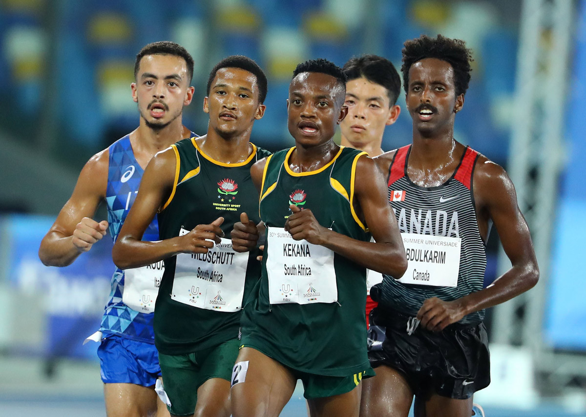 South Africa won two medals in the Naples 2019 Summer Universaide men's 10,000m ©FISU