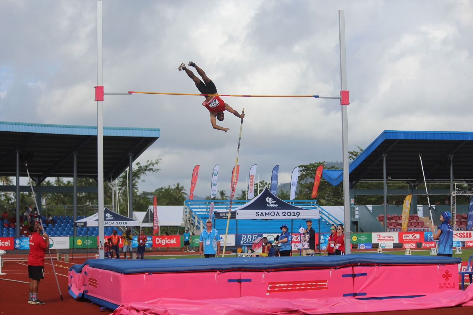 New Caledonia’s Eric Reuillard secured a fourth Pacific Games pole vault title on his birthday ©Pacific Games News Service/Faaiu Leifi Levi