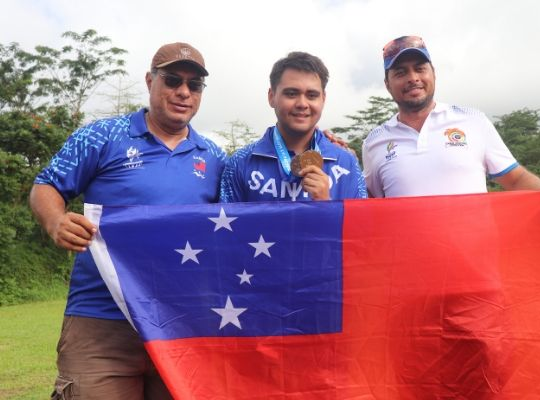 Franco Caffarelli won gold for Samoa in shooting ©Pacific Games News Service/Mariasole Caffarelli