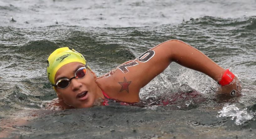 Ana Marcela Cunha of Brazil won her second gold of the World Aquatics Championships in the women's 25 kilometres open water event in Gwangju ©FINA 