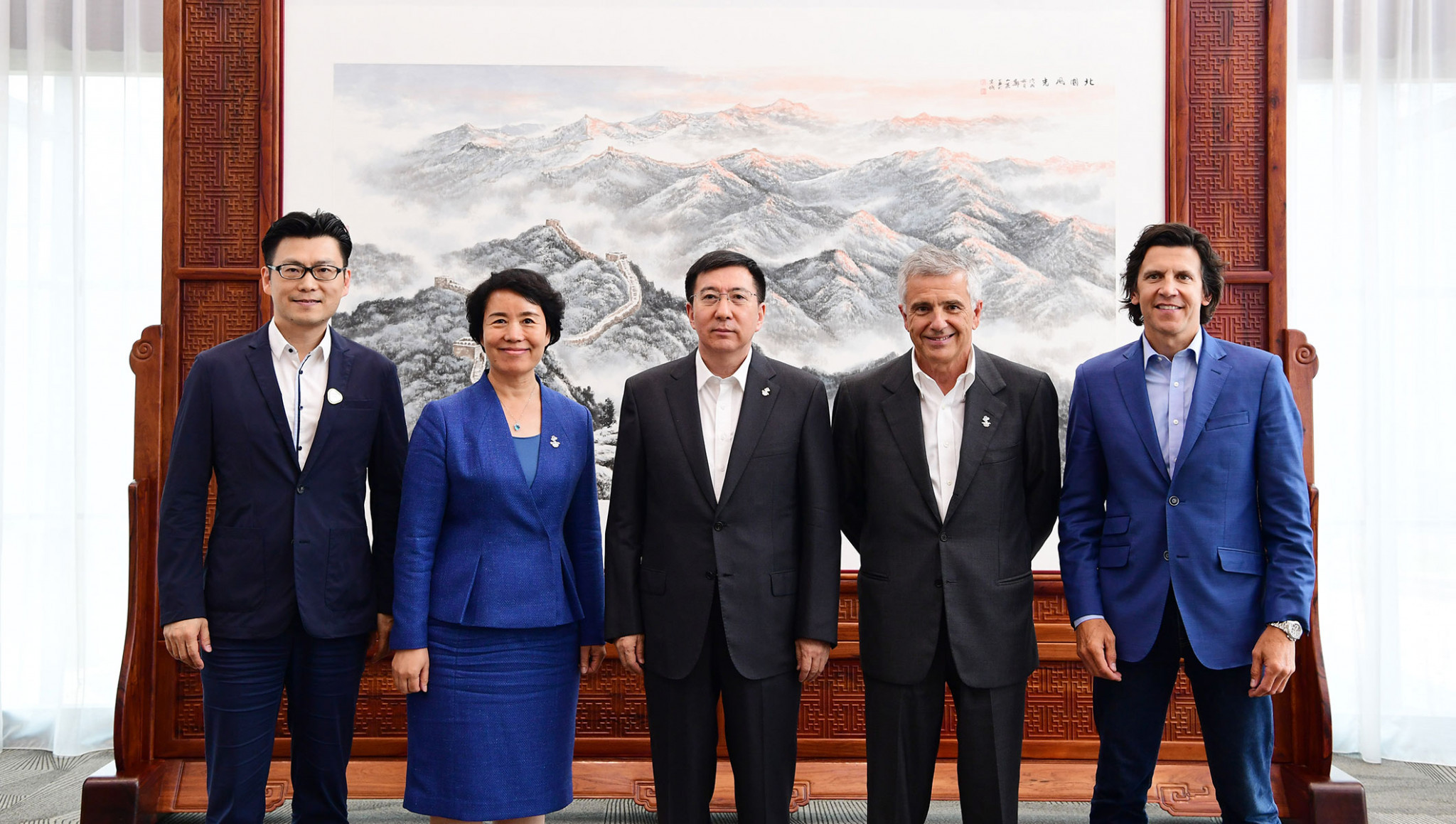 The deal between Beijing 2022, the IOC and Alibaba to provide tickets for the Winter Olympic and Paralympic Games was announced during an inspection visit led by Juan Antonio Samaranch, second right ©IOC