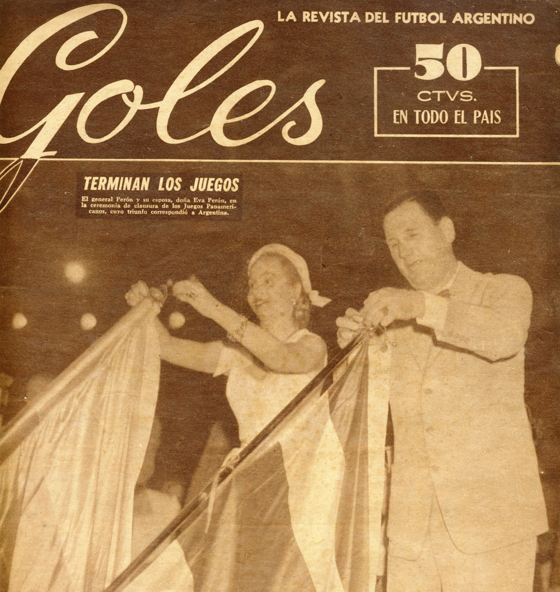 A magazine shows the Peróns at the end of the 1951 Pan American Games ©Philip Barker