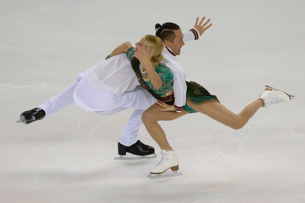 Russia's Tatiana Volosozhar and Maxim Trankov perform on day one of the Trophee Eric Bompard yesterday, which has now been cancelled 