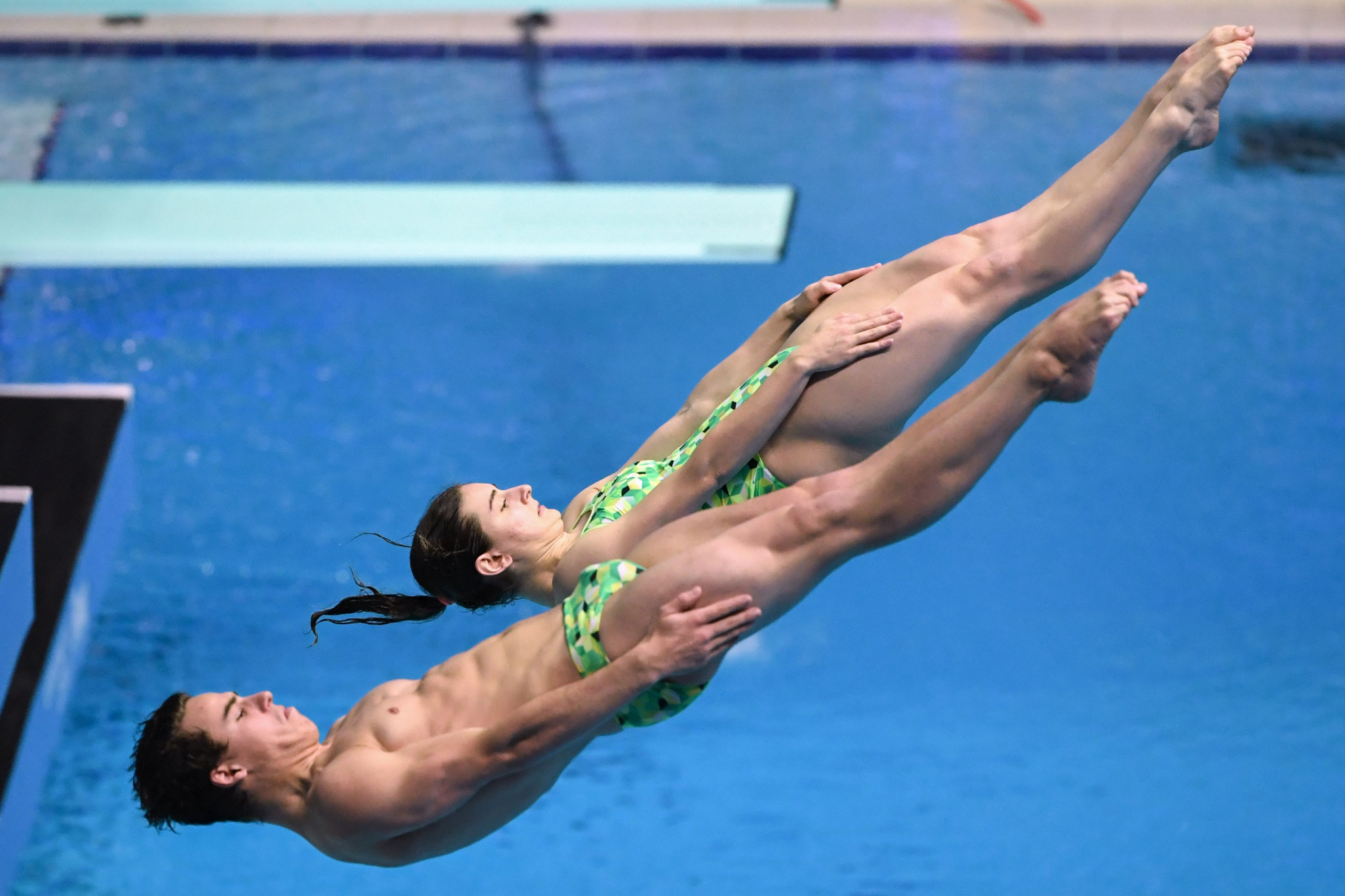 Australian duo Matthew Carter and Maddison Keeney had only been paired together two hours before winning their mixed 3m synchro springboard World Championship title ©Getty Images 
