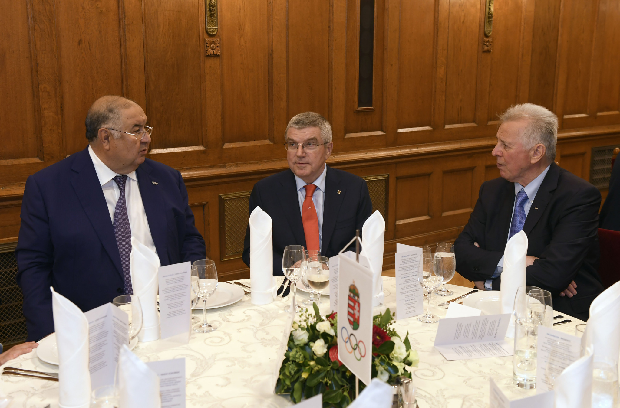 International Fencing Federation President Alisher Usmanov and Hungarian IOC member Pál Schmitt joined Thomas Bach at the reception ©MOB