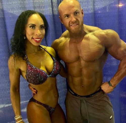 British bodybuilders Stefanie Griffin and Matt O'Reilly have celebrated after earning professional status at an event in Barbados ©UKBFF