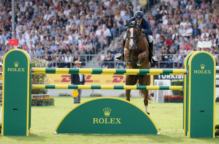 Home jumper Daniel Deusser narrowly failed to beat the time of the Rolex Grand Prix winner Kent Farrington tonight at the World Equestrian Festival in Aachen, Germany ©CHIO Aachen