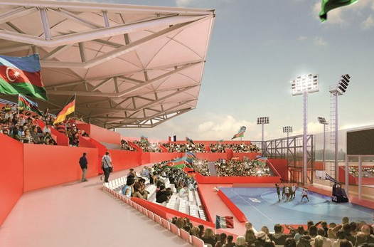 The temporary Basketball Arena will host the men's and women's 3x3 basketball competitions