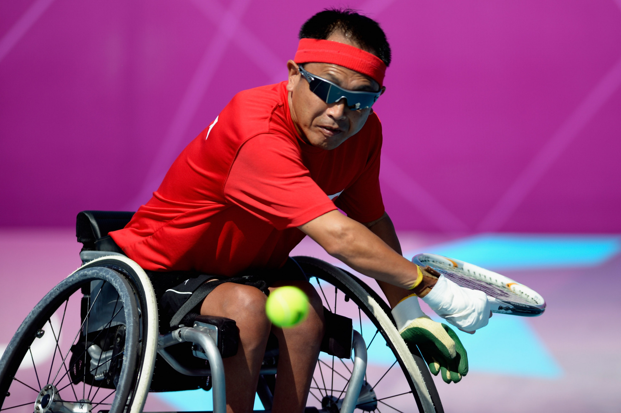 Japan’s Mitsuteru Moroishi is through to the second round of the quad singles event at the British Open Wheelchair Tennis Championships in Nottingham ©Getty Images