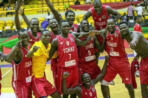 Chad show their delight after reaching the quarter-finals of the inaugural FIBA AfroCan tournament in Mali after beating Egypt 98-95 to set up a quarter-final against DR Congo ©FIBA