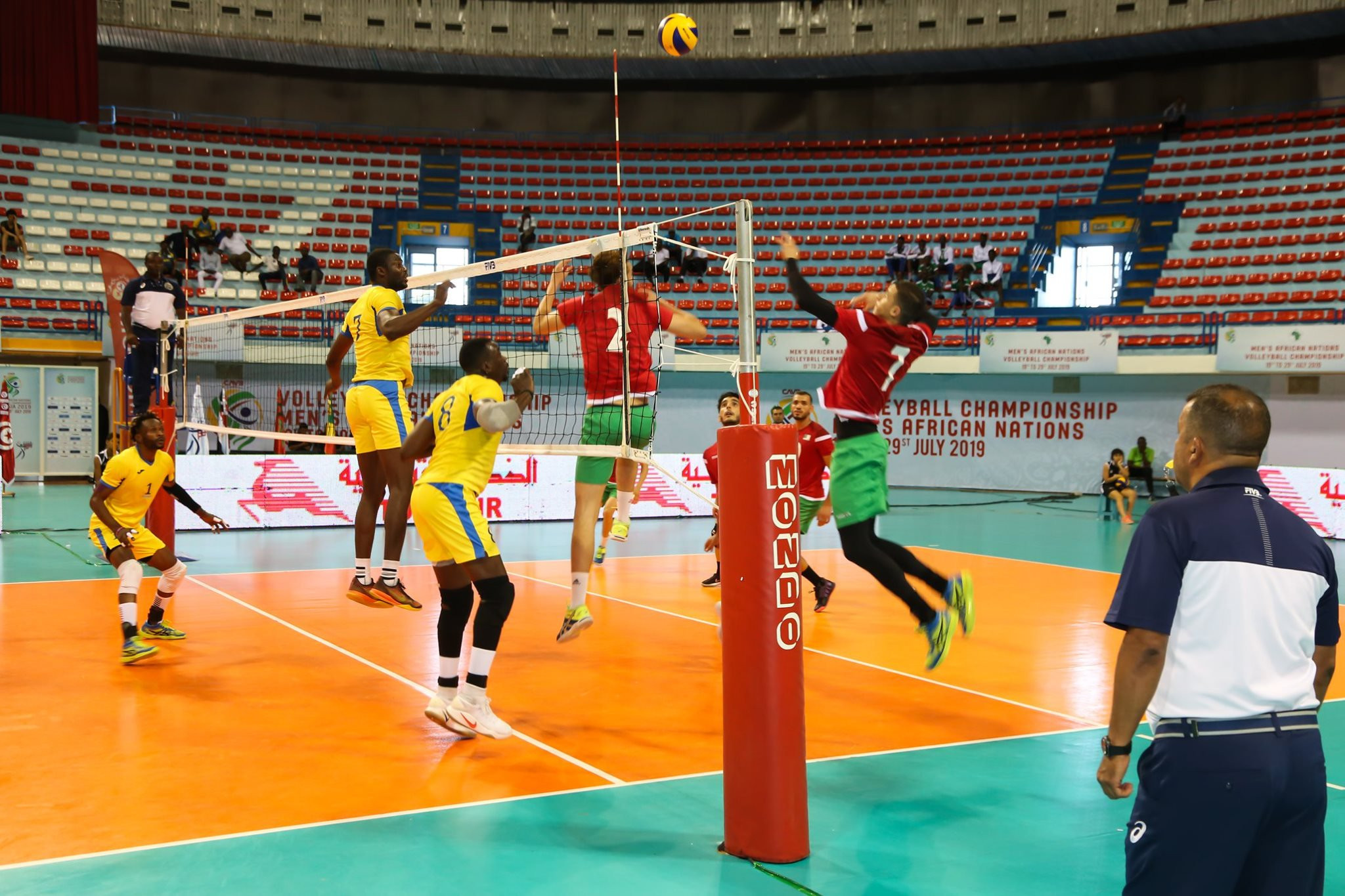 Action from the Men's African Volleyball Championships in Tunis, where the hosts won their third consecutive group match ©CAVB