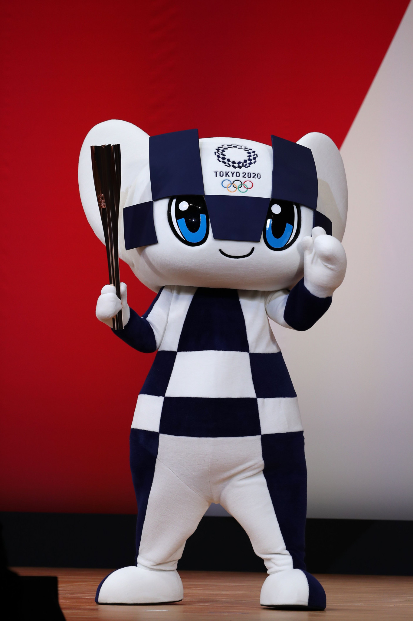 Miraitowa, the official mascot of the Tokyo 2020 Olympics, was busy soaking up the atmosphere ©Getty Images