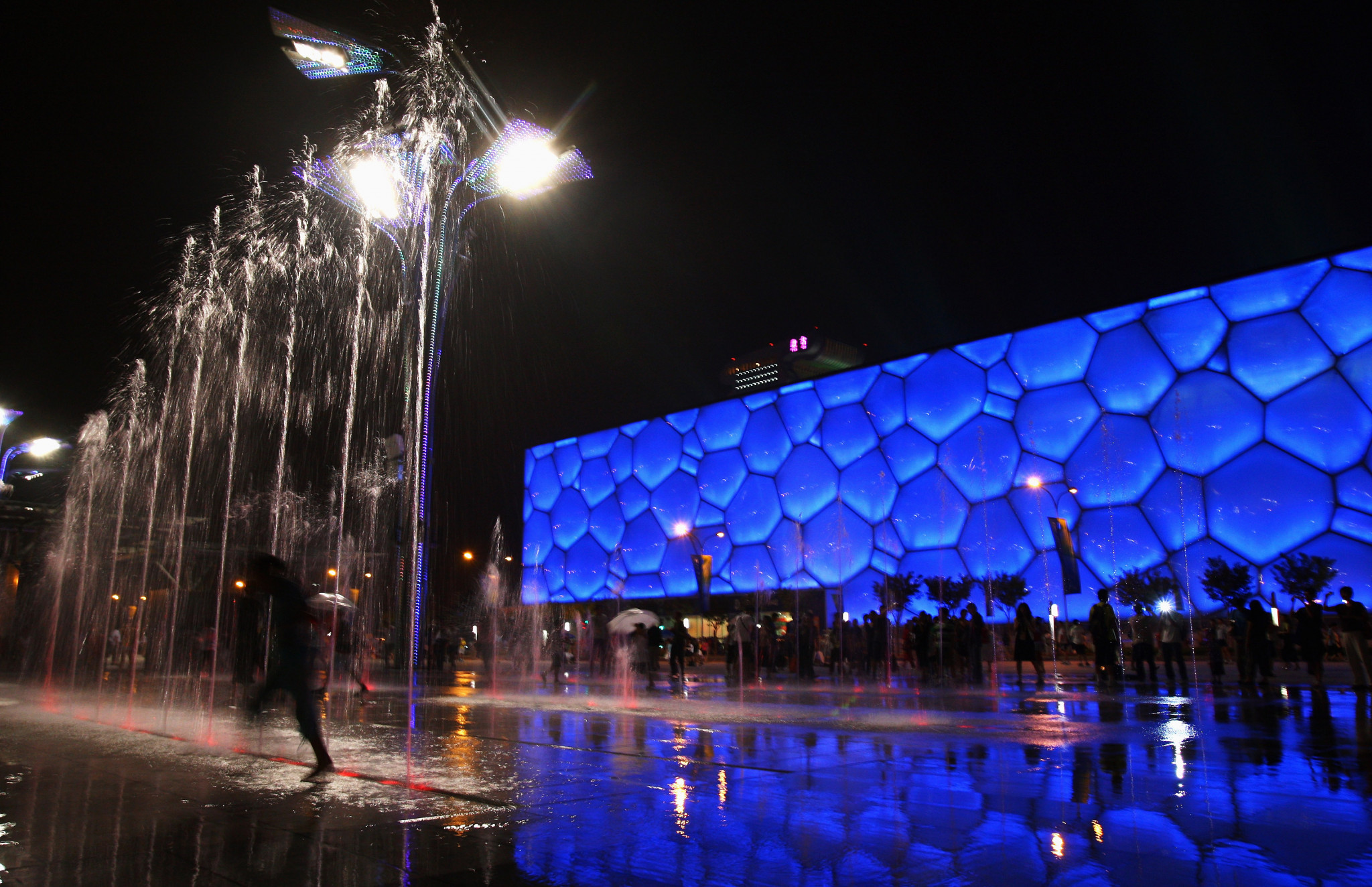 Work begun at the end of last year to transform China's National Aquatics Centre, otherwise known as the "Water Cube", into the "Ice Cube" for Beijing 2022 ©Getty Images