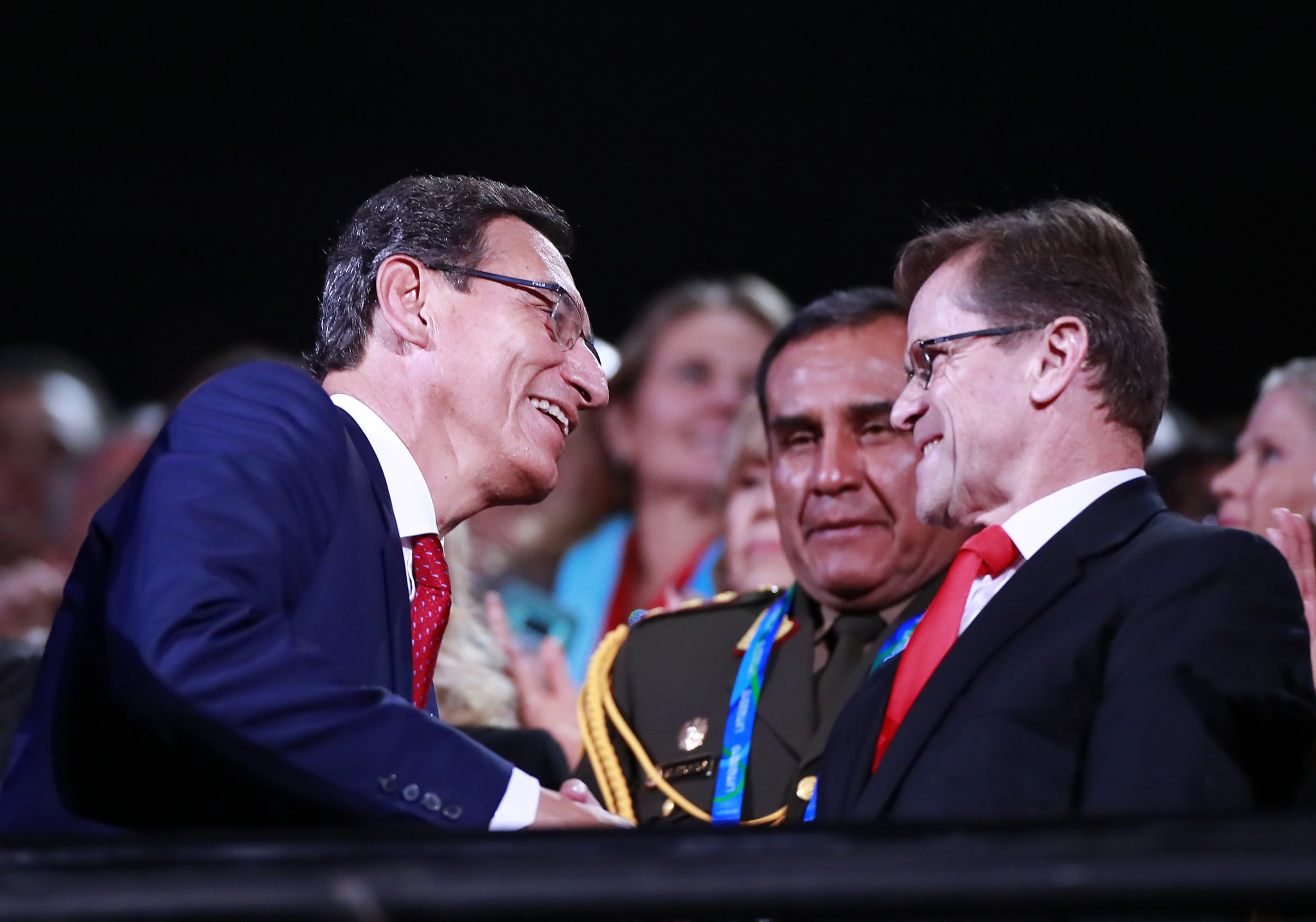Peru President Martín Vizcarra, left, was among the key officials present ©Lima 2019